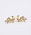 Triple butterfly 14k plated studs